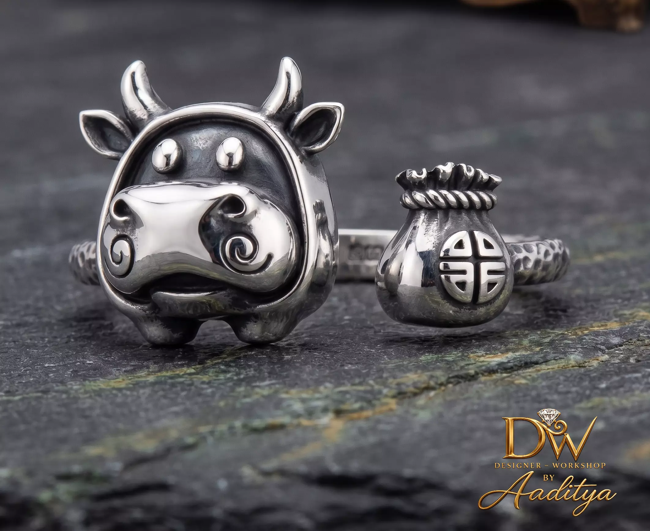 Cow Head Ring 3D print model