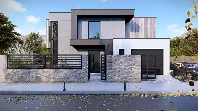 Modern House - Kv Town Low-poly 3D model
