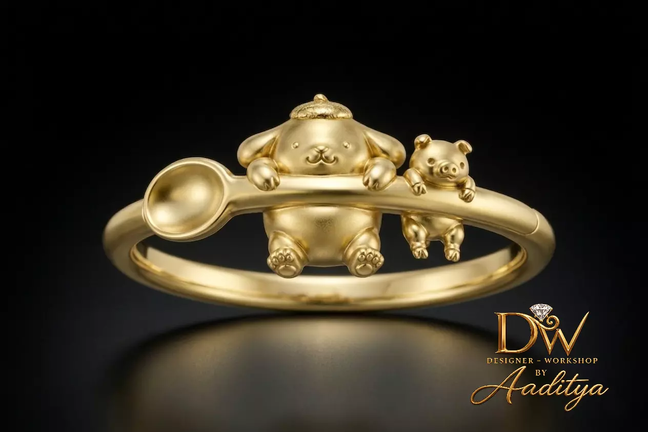 Pompompurin and Muffin Spoon Ring 3D print model