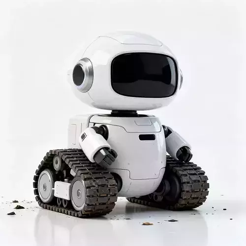 Cute Stylized Chibi Tread Robot 3d model