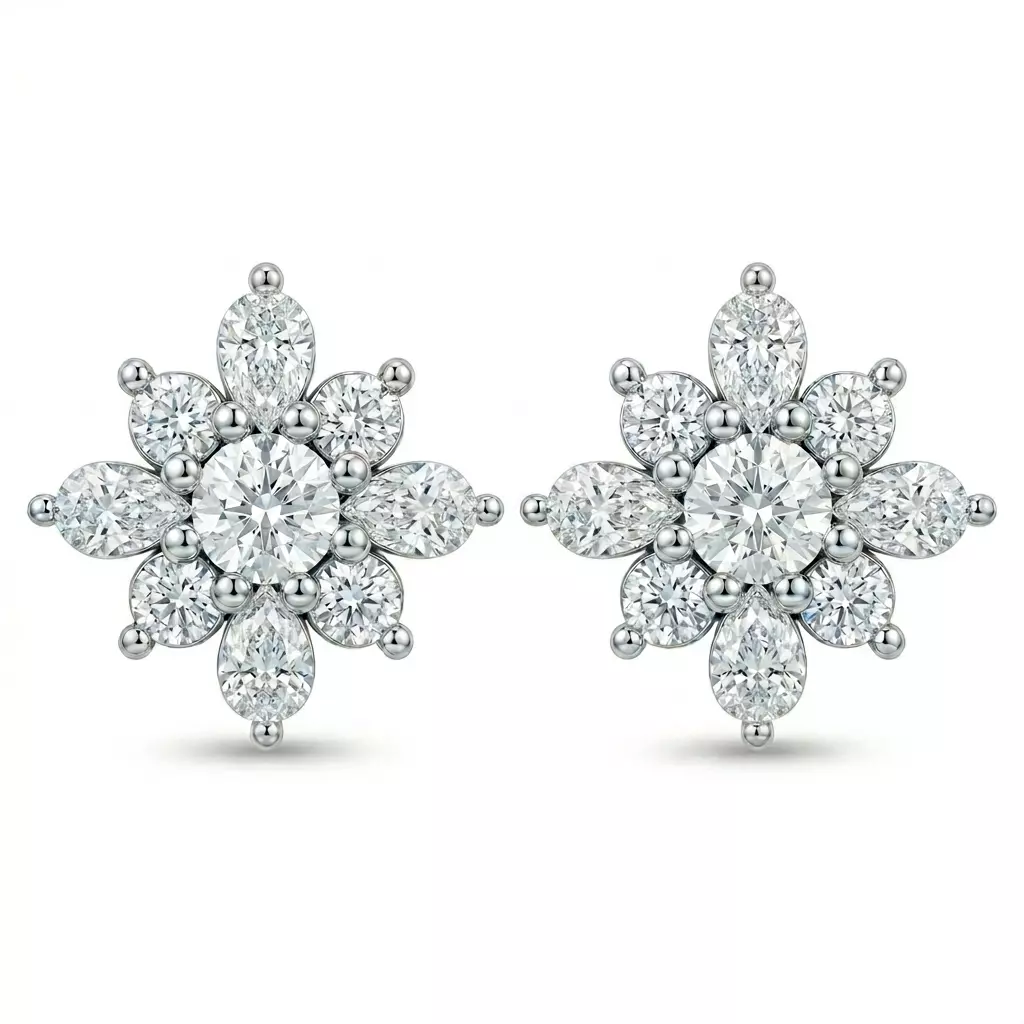 Petal Pear Cluster Earrings High-Precision 3D CAD Model 3D print model