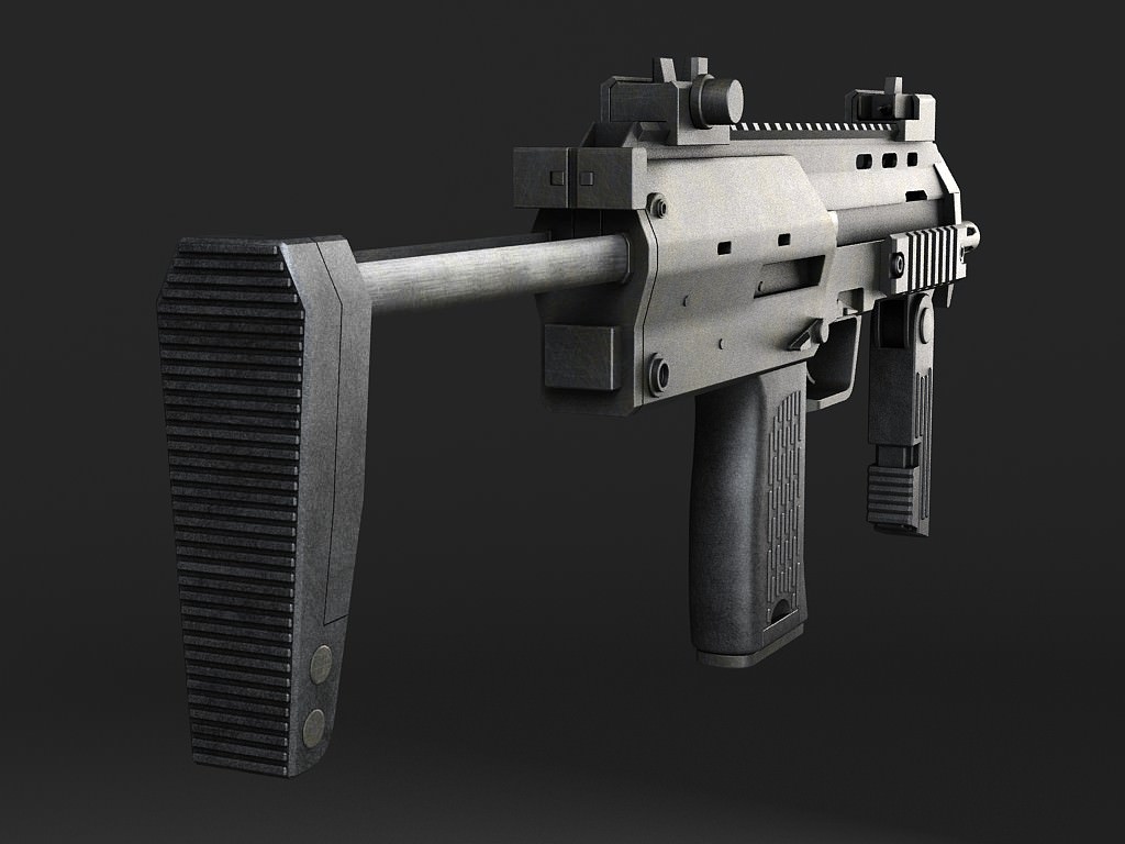 MP7A1 submachine gun Low-poly 3D model_2