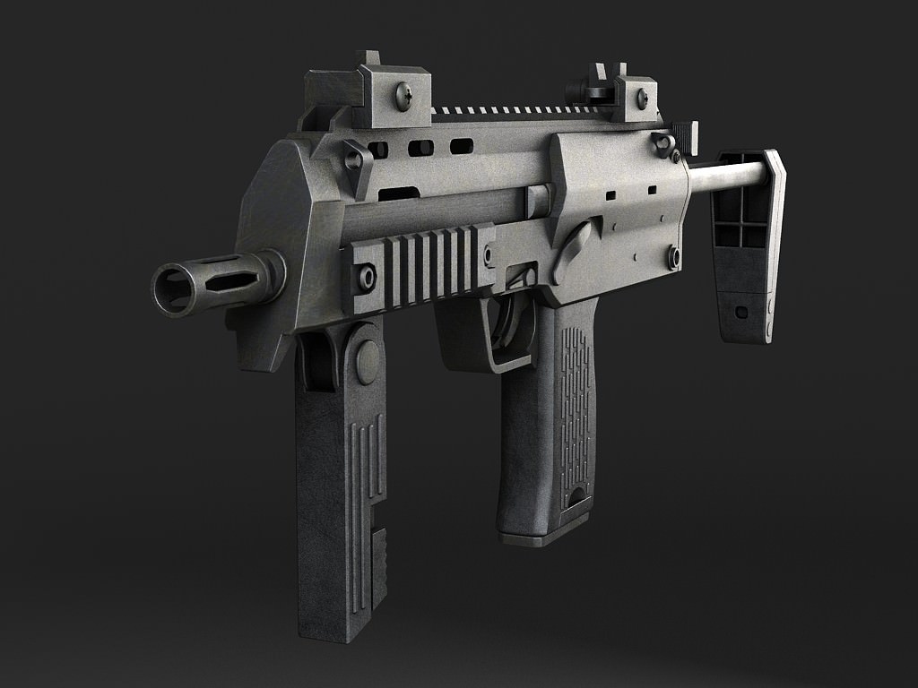 MP7A1 submachine gun Low-poly 3D model_1