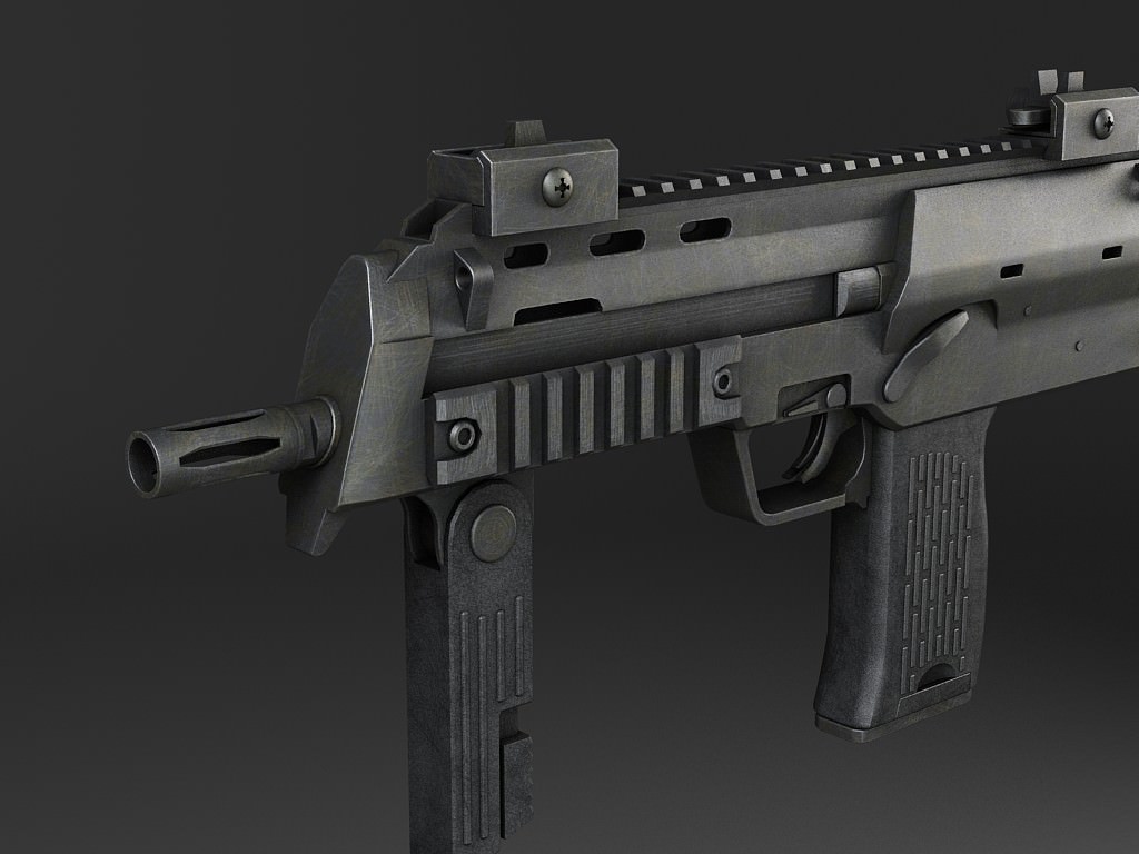 MP7A1 submachine gun Low-poly 3D model_3