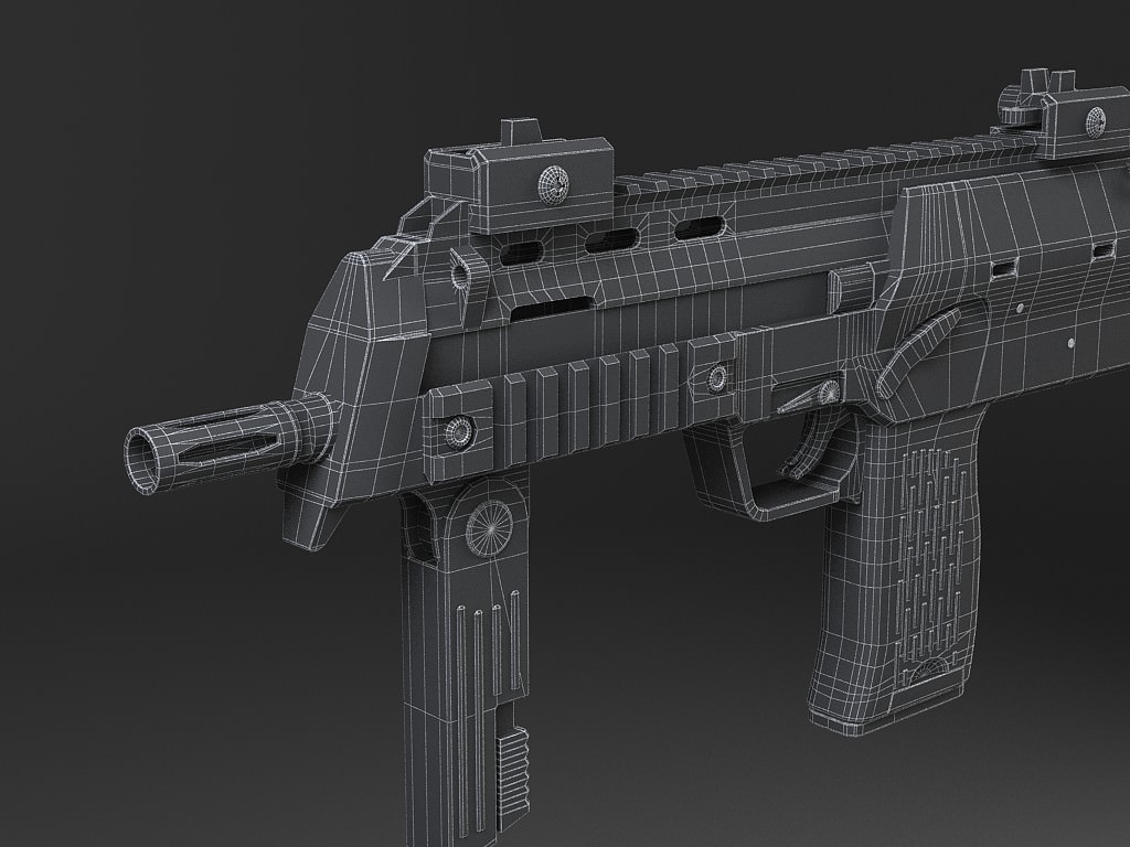 MP7A1 submachine gun Low-poly 3D model_16