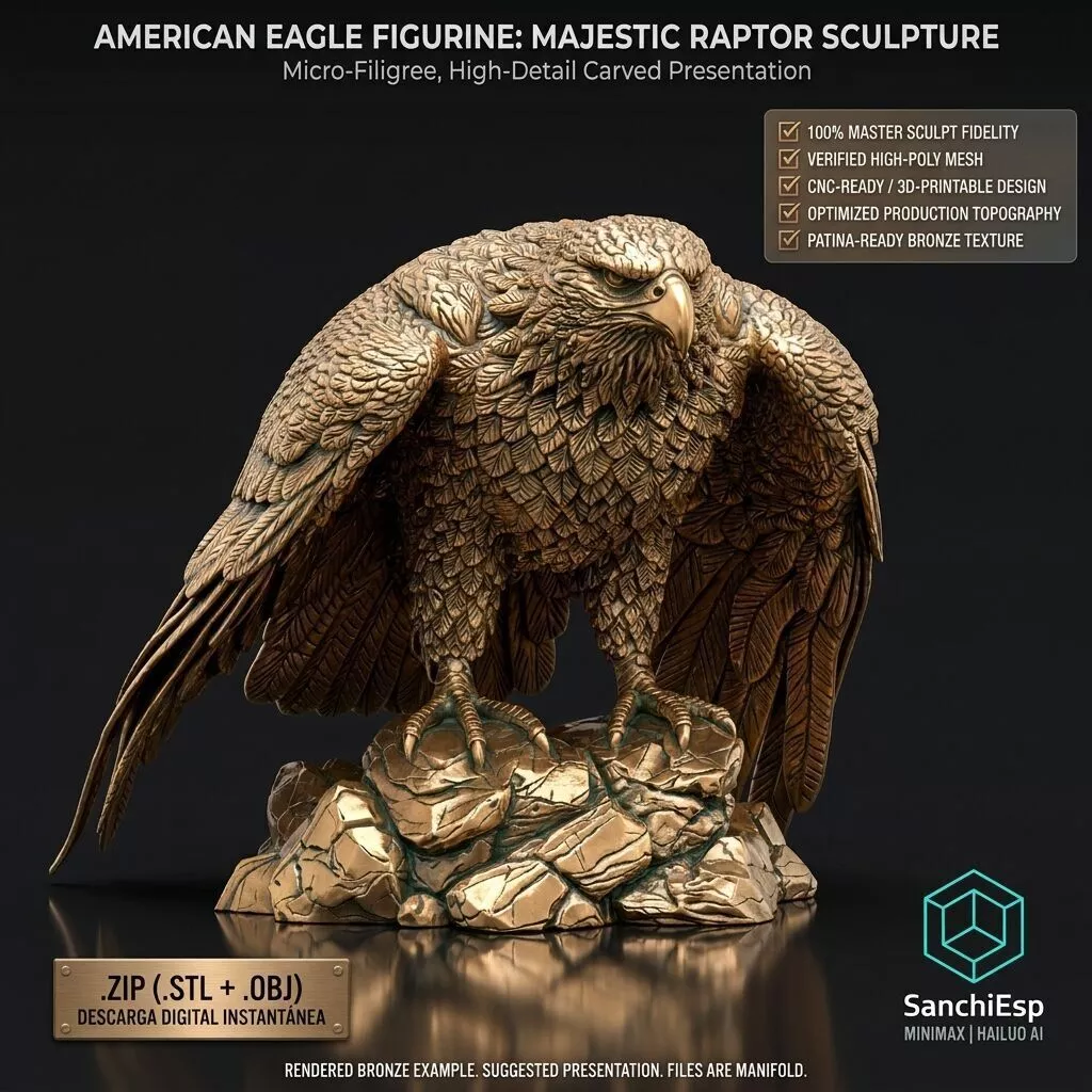 American Eagle Figurine 3D Model Sculpture Patriotic Statue 3D print model