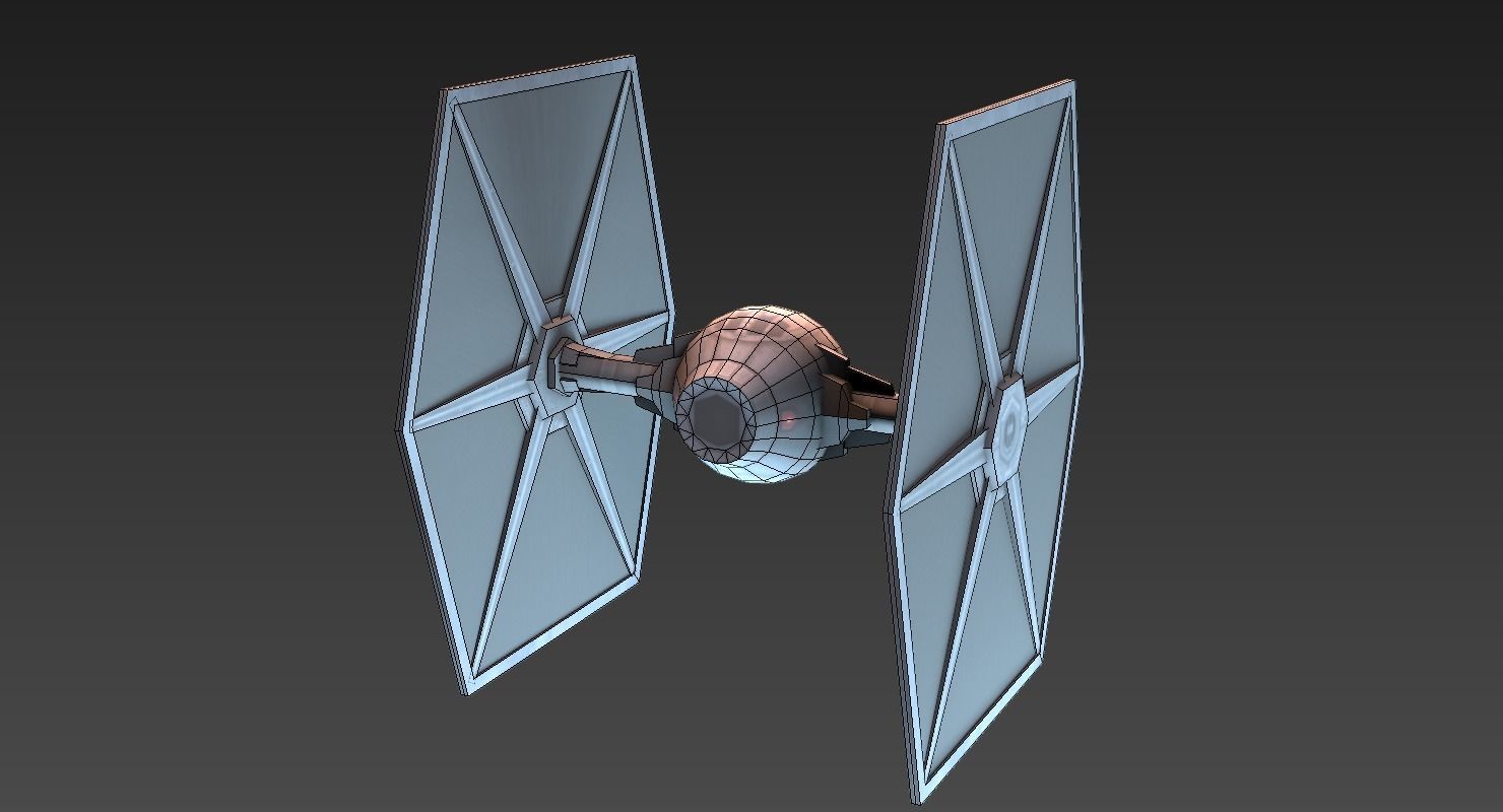 Tie Fighter Low-poly 3D model_6