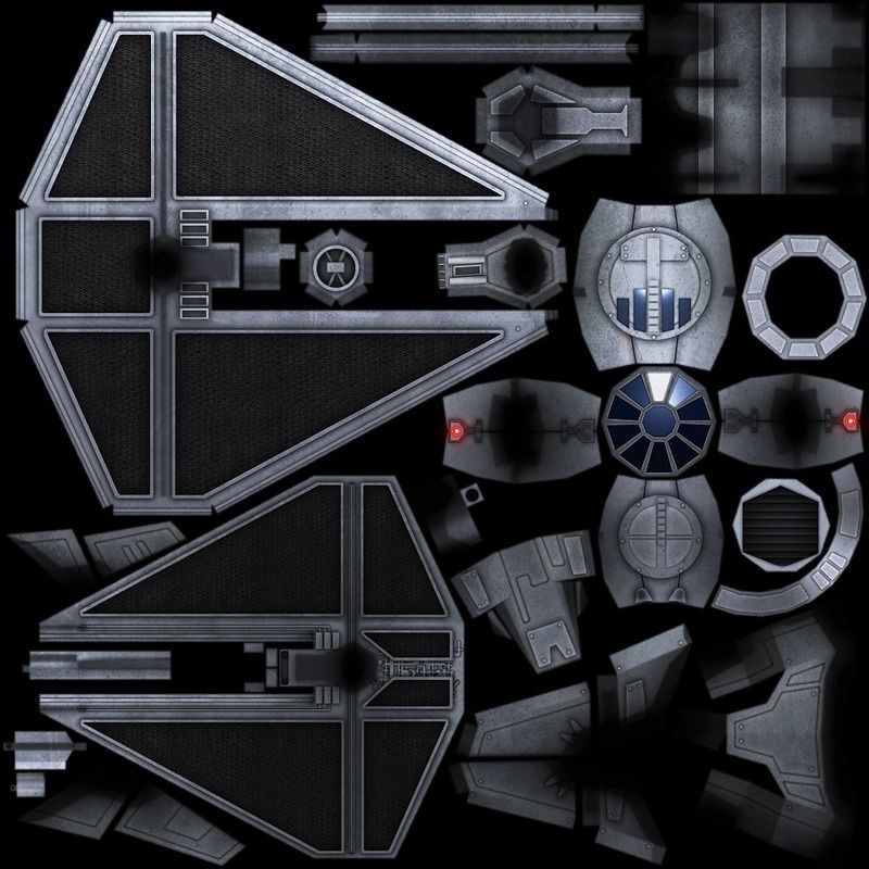 Tie Fighter Low-poly 3D model_7