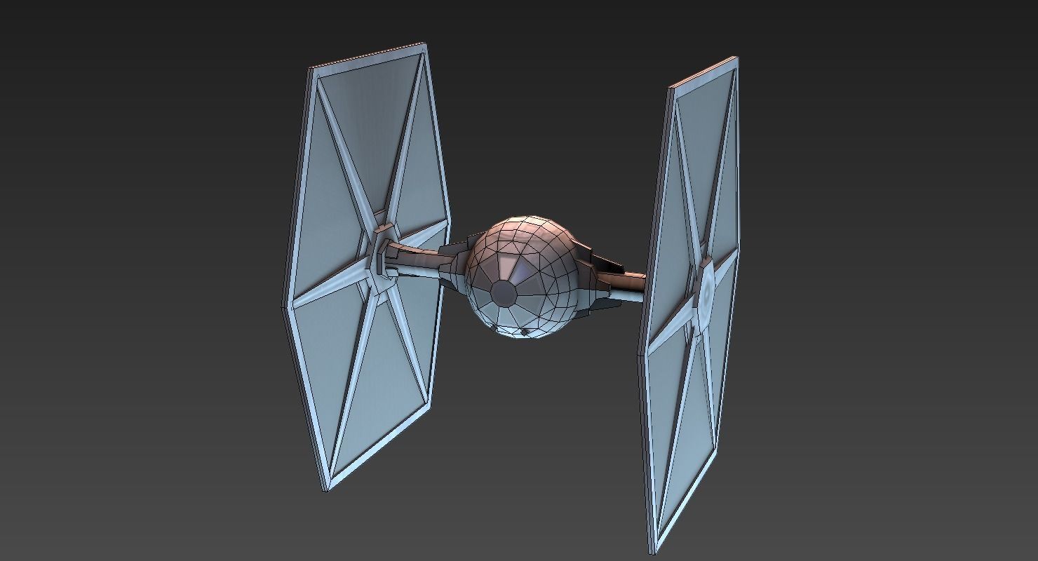 Tie Fighter Low-poly 3D model_5