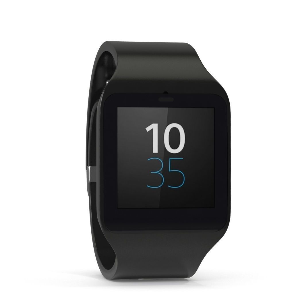 Sony Smart Watch 3 Black Low-poly 3D model_0