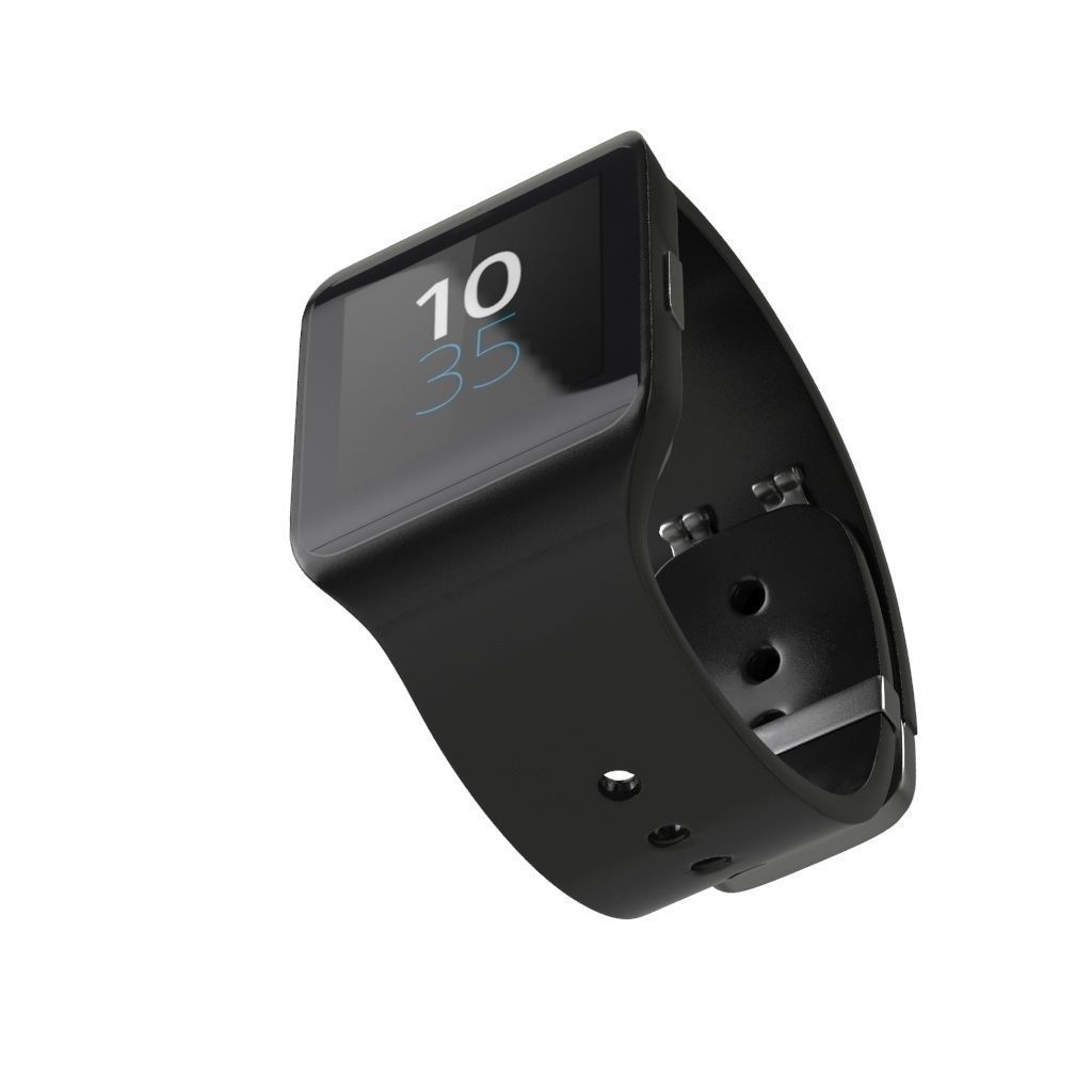 Sony Smart Watch 3 Black Low-poly 3D model_4