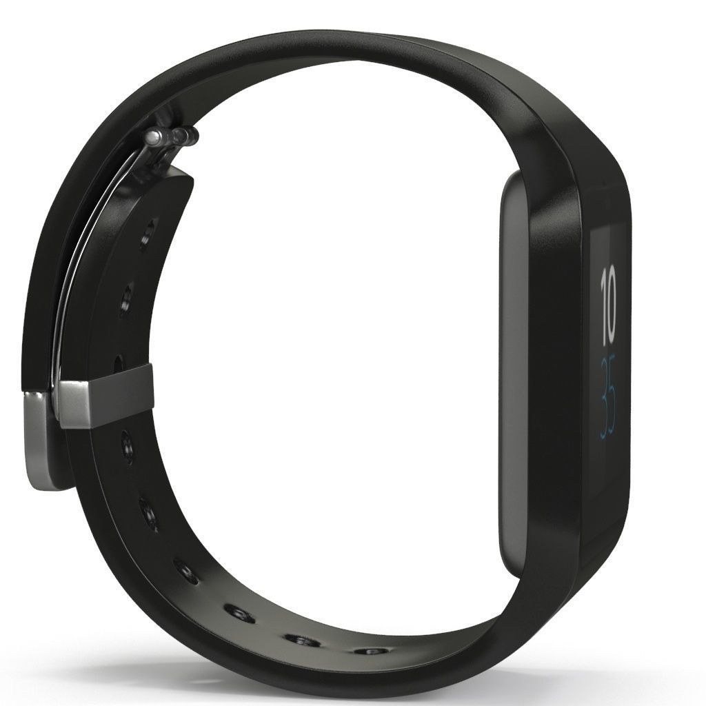 Sony Smart Watch 3 Black Low-poly 3D model_3