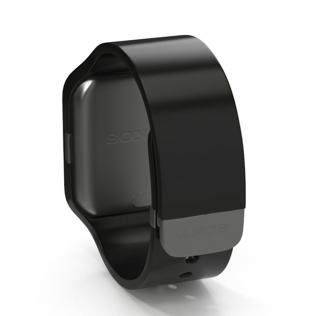 Sony Smart Watch 3 Black Low-poly 3D model_2