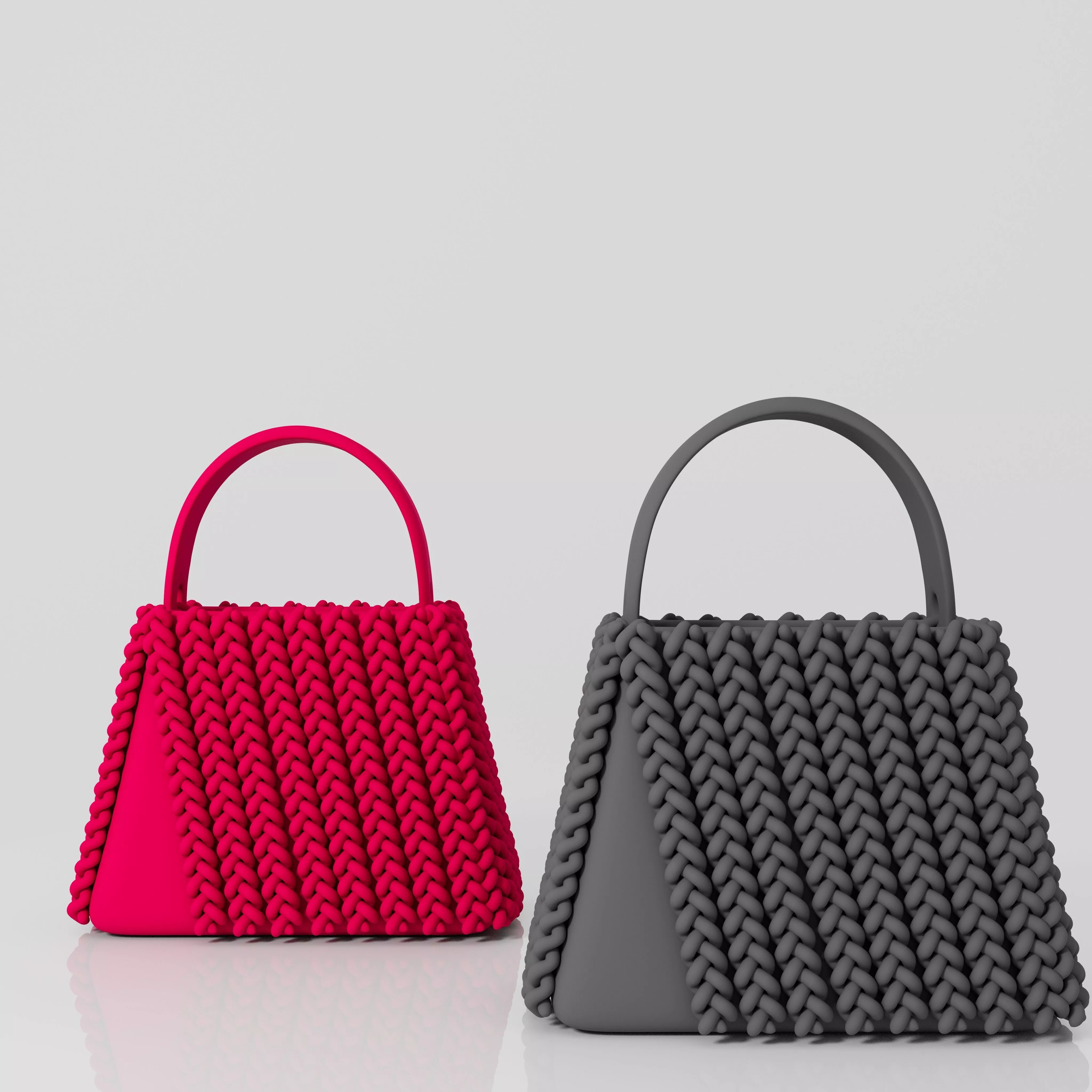 Knitted Style Tote Bag STL - Elegant Fashion Purse 3D Print 3D print model