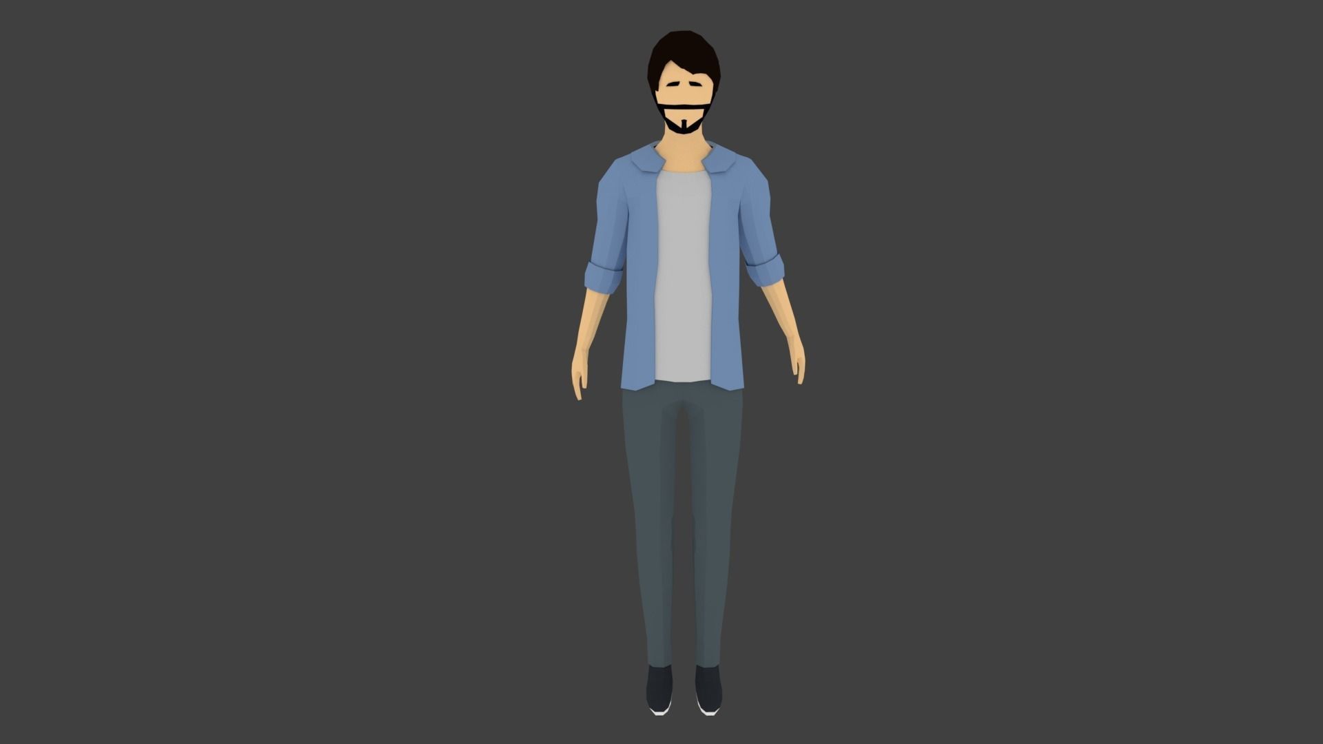 Low-poly Man Casual Clothes 2 Low-poly 3D model_0