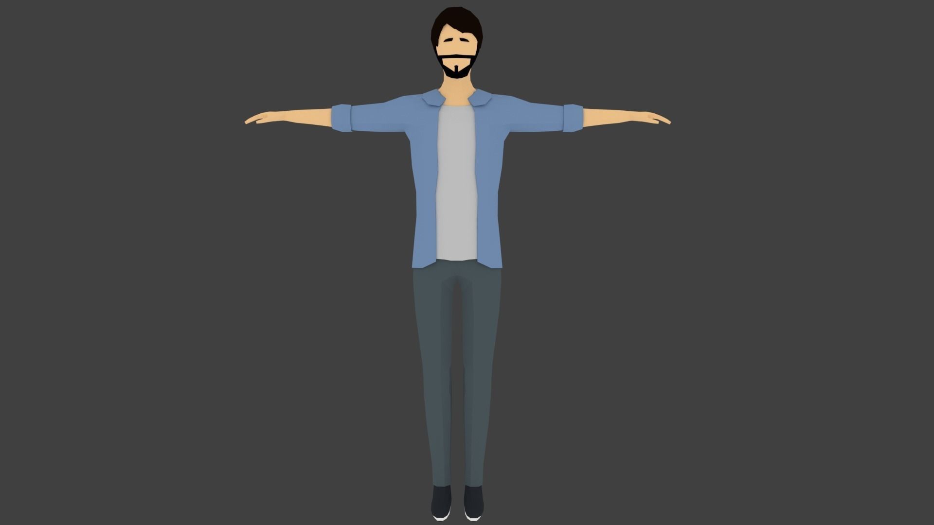 Low-poly Man Casual Clothes 2 Low-poly 3D model_1