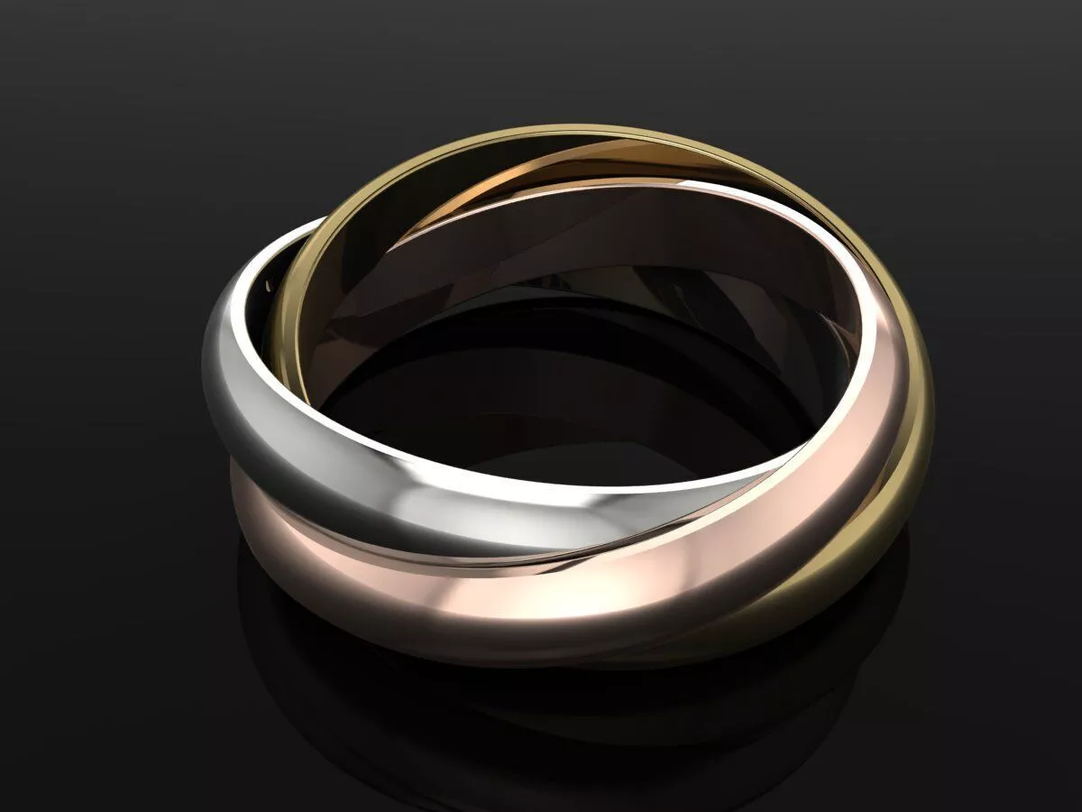 Ring Brand Jewelry Trinity Luxury Gold 3D print model