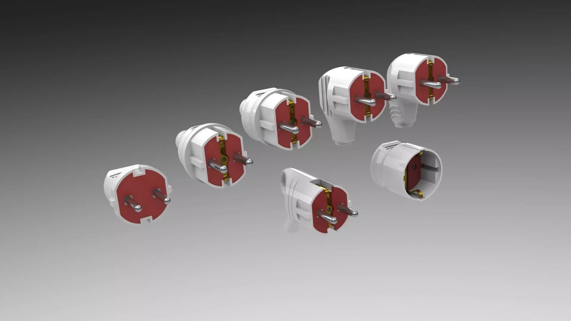 Bundle Electric plugs and power socket 3D model_0