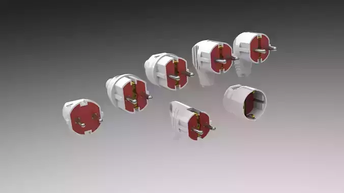 Bundle Electric plugs and power socket 3D model