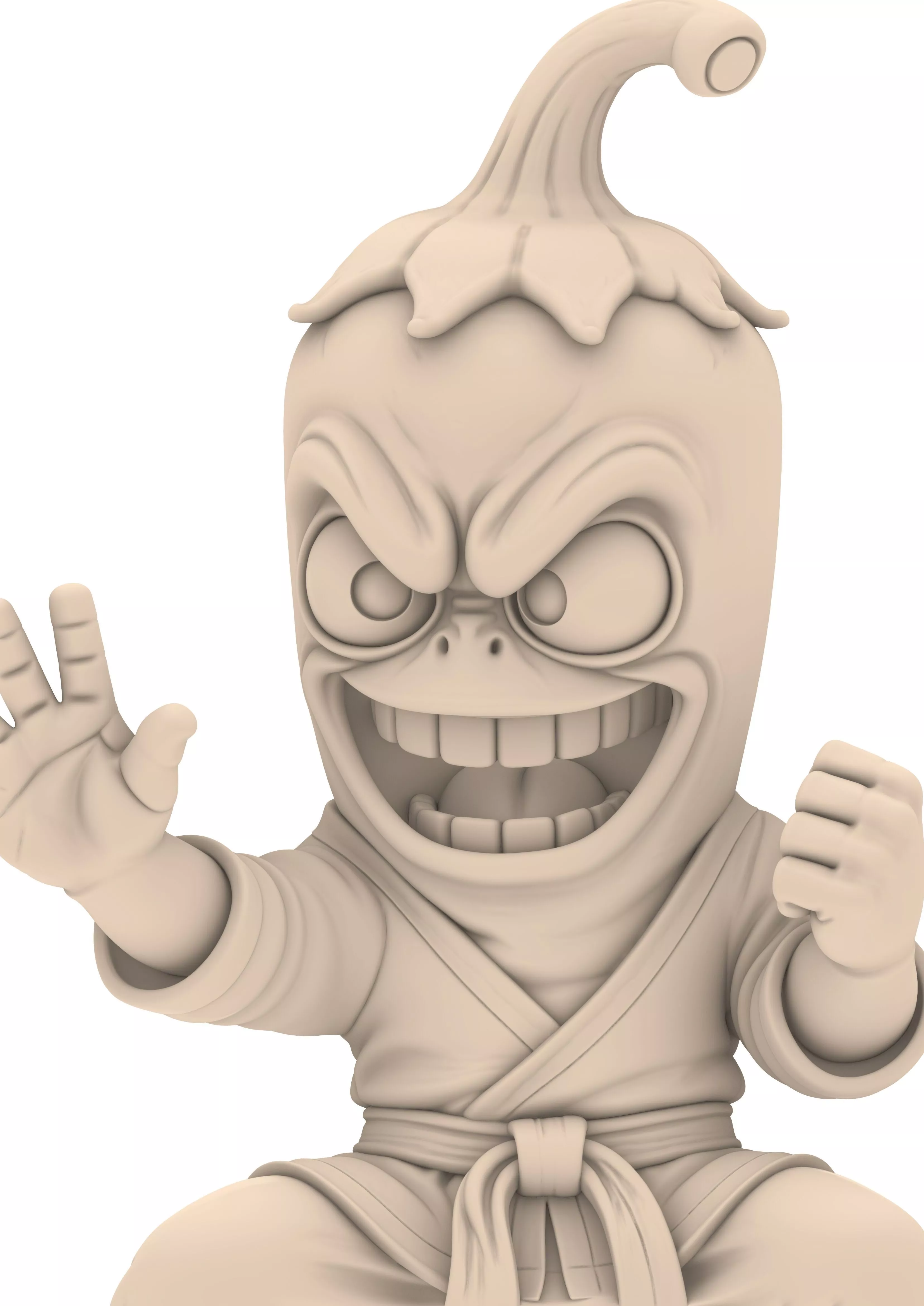 Funny Angry Chili Pepper Fighter Figure 3D print model