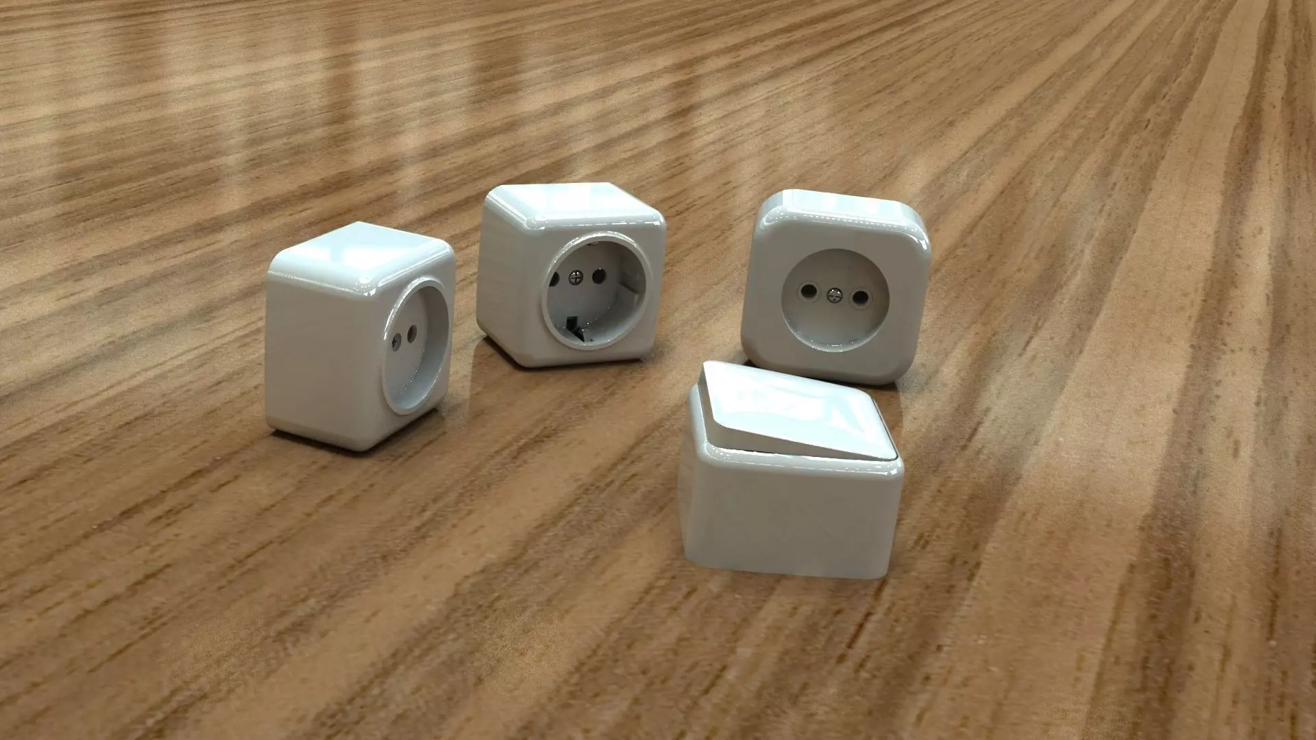 Bundle power sockets and light switch 3D model_0
