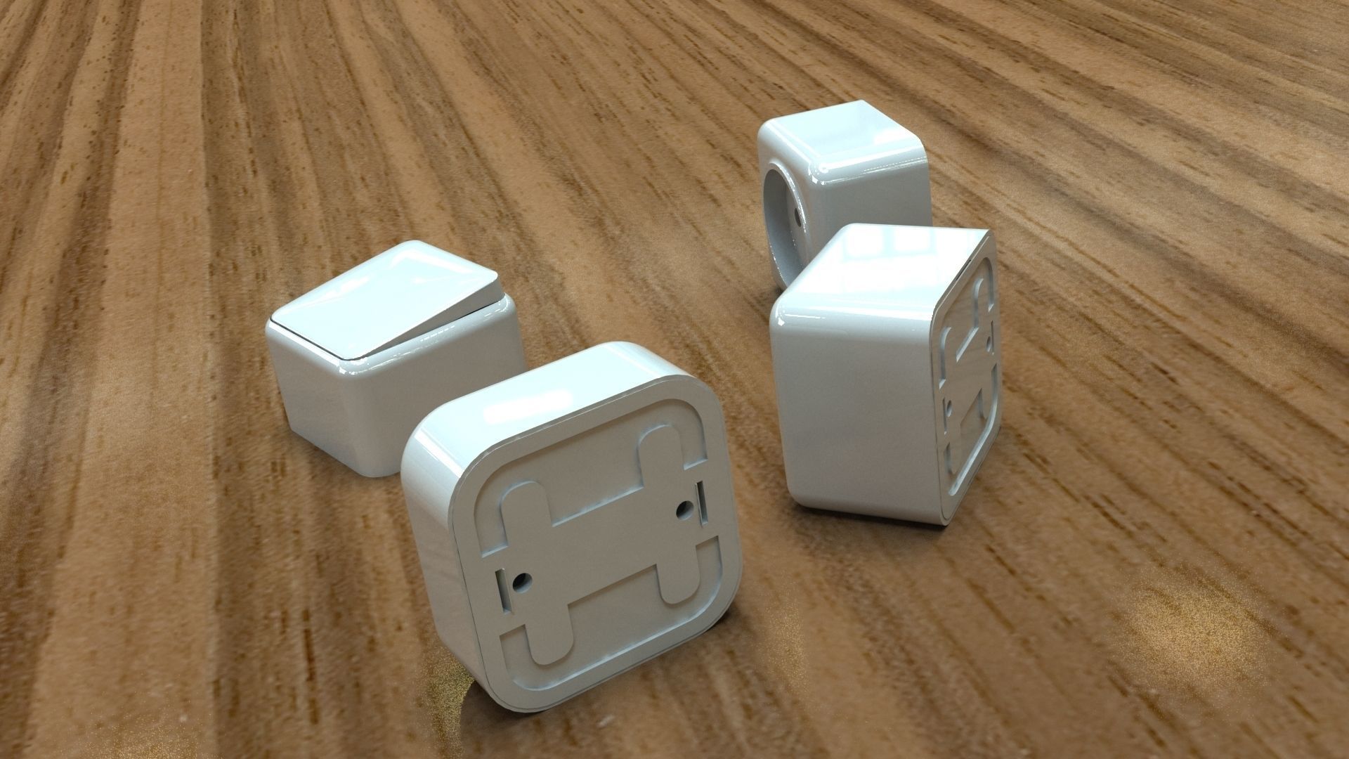 Bundle power sockets and light switch 3D model_4