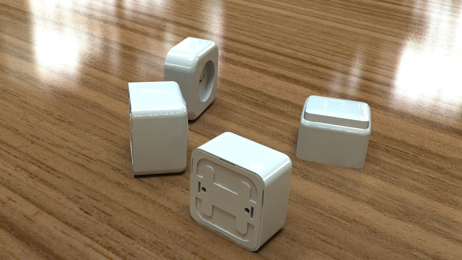Bundle power sockets and light switch 3D model_3