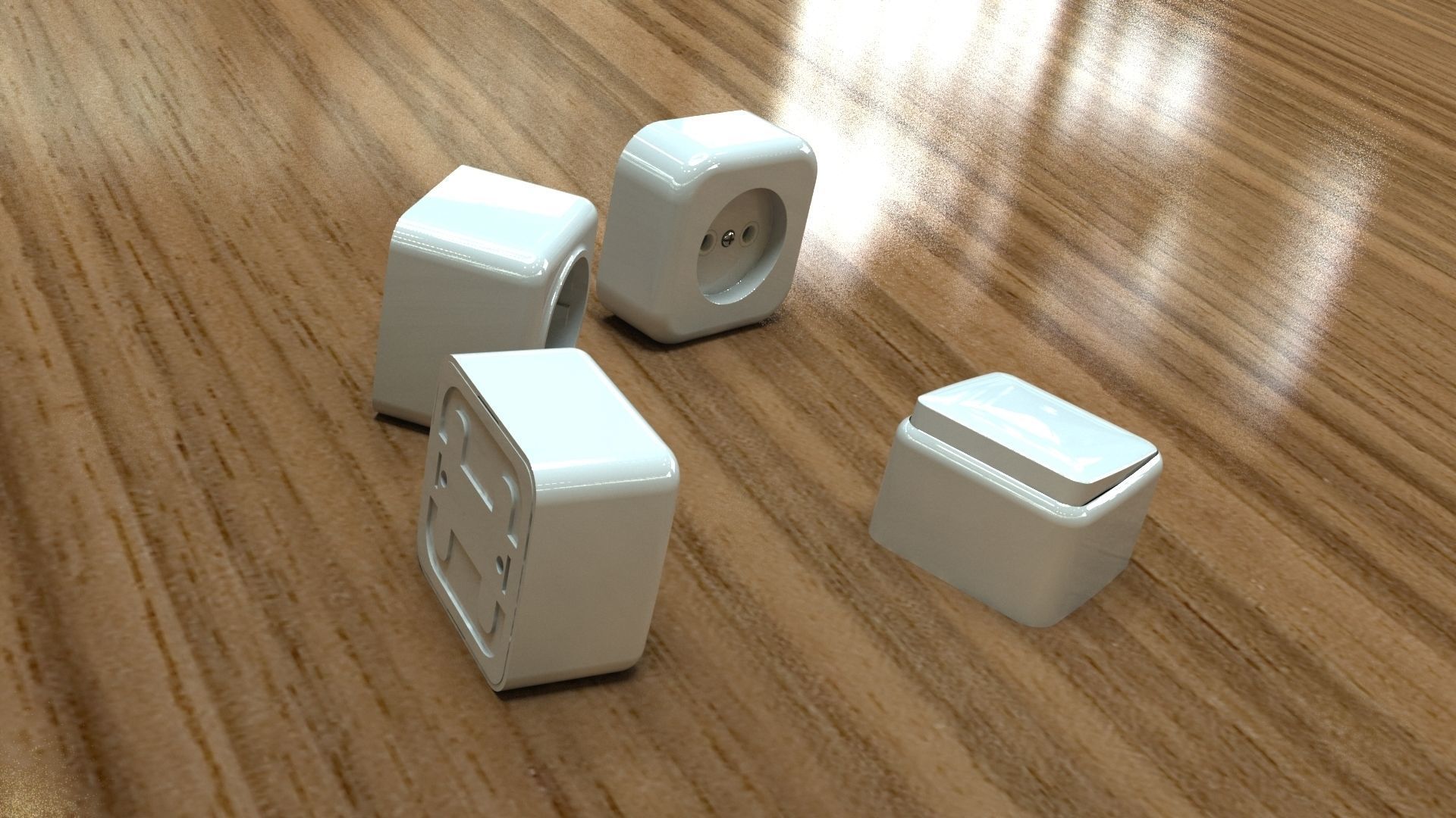 Bundle power sockets and light switch 3D model_2