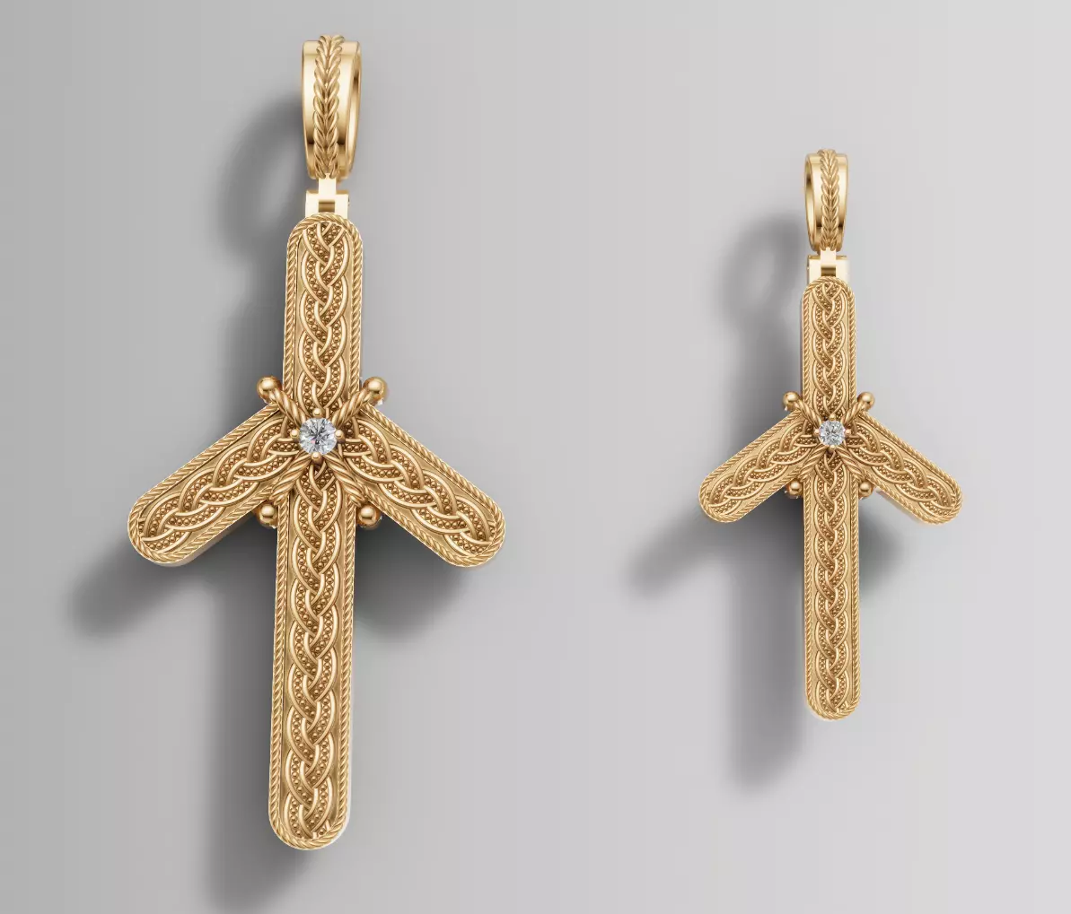 Luxury Woven Celtic Cross Pendant with Diamond STL Model 3D print model
