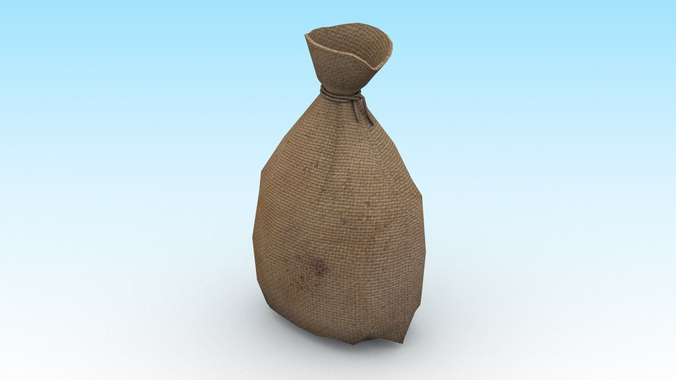 Jute bag Low-poly 3D model