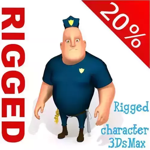 Policeman cartoon rigged 02 3D model
