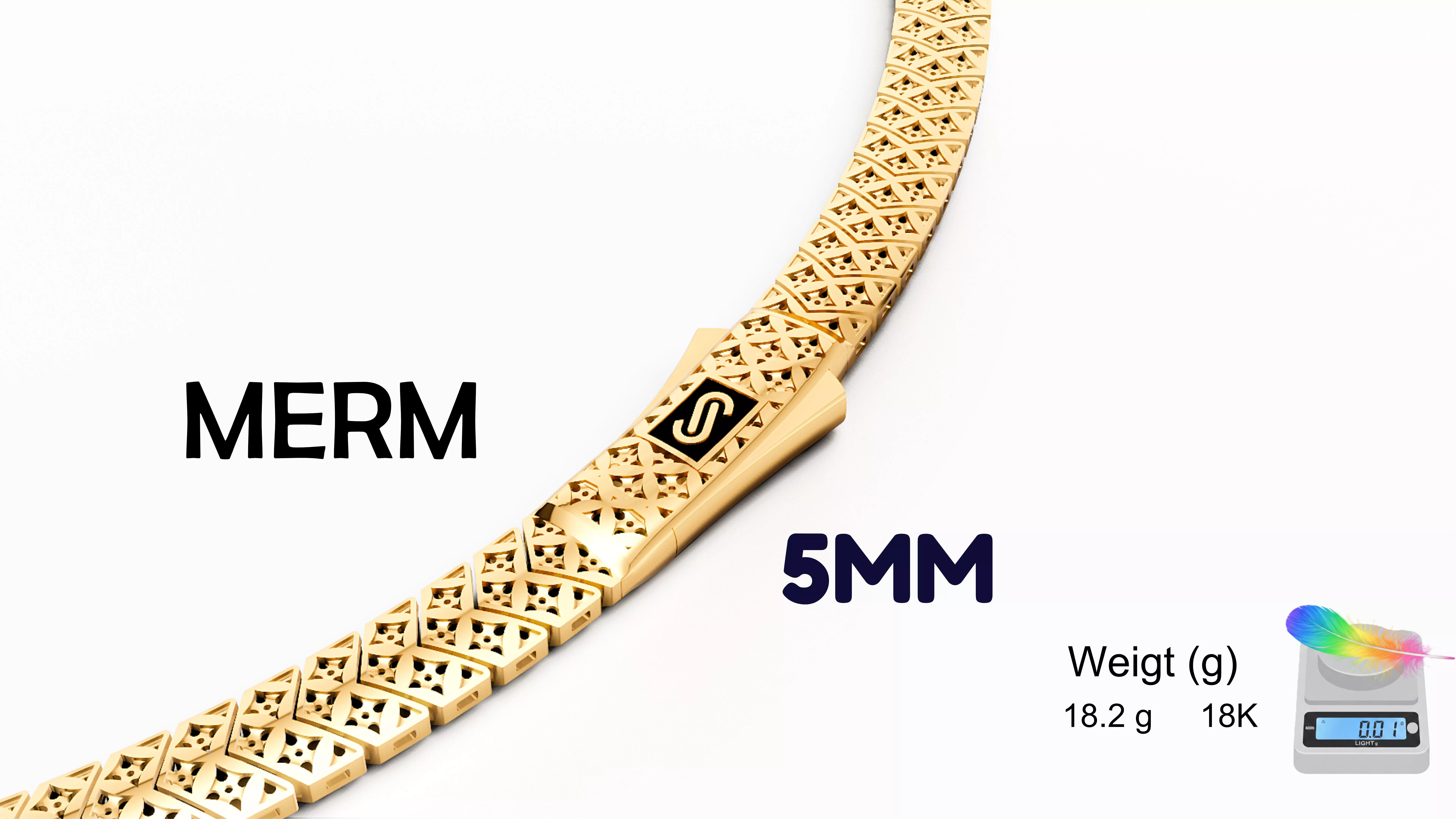 MONACO CHAIN MERM NECKLACE-5mm-FLEX 3D print model