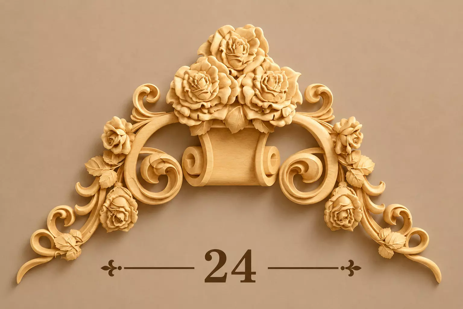 Baroque Rose Crest Ornament 3D model
