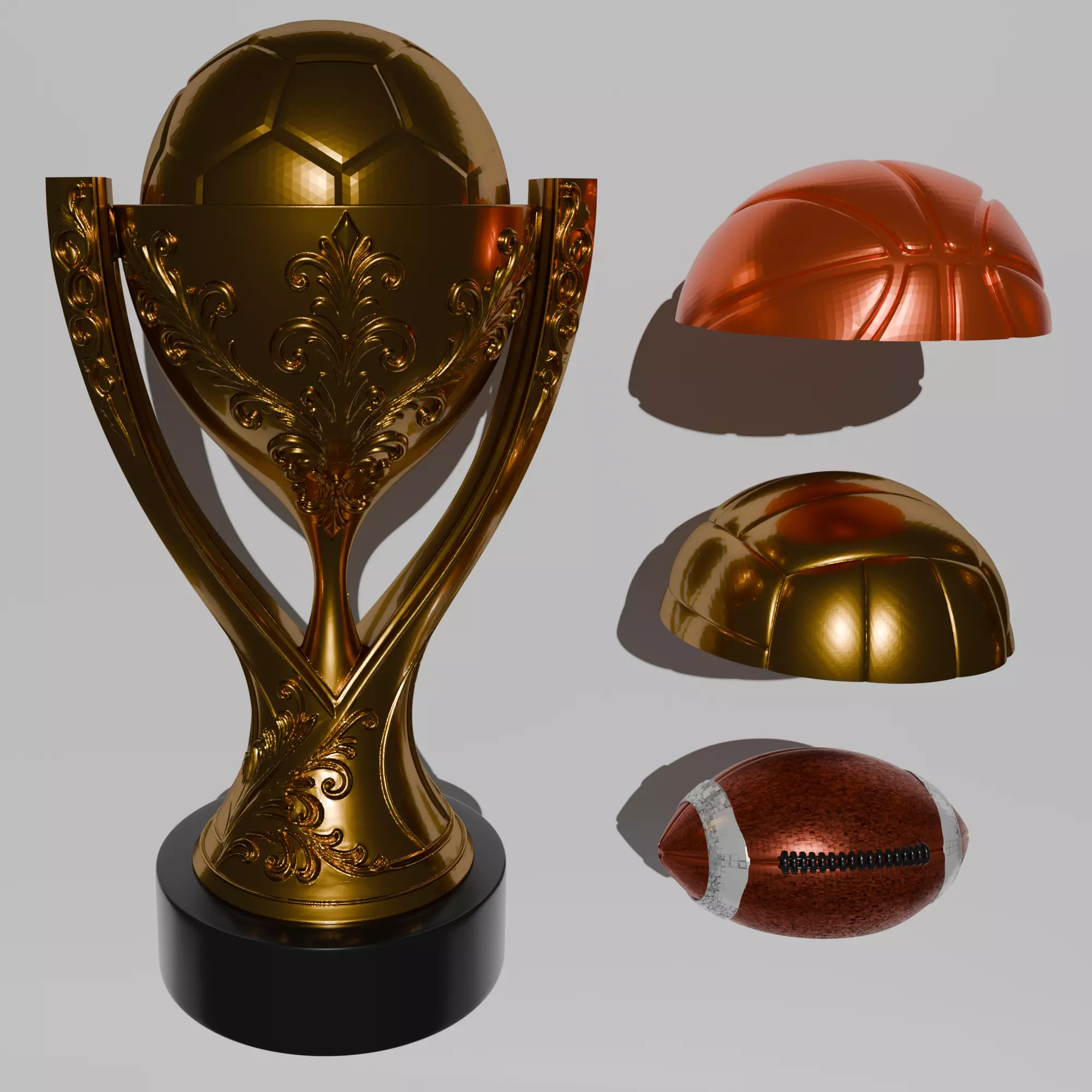 Elegant Ornamental Trophy Cup Up to 40cm Height STL 3D print model