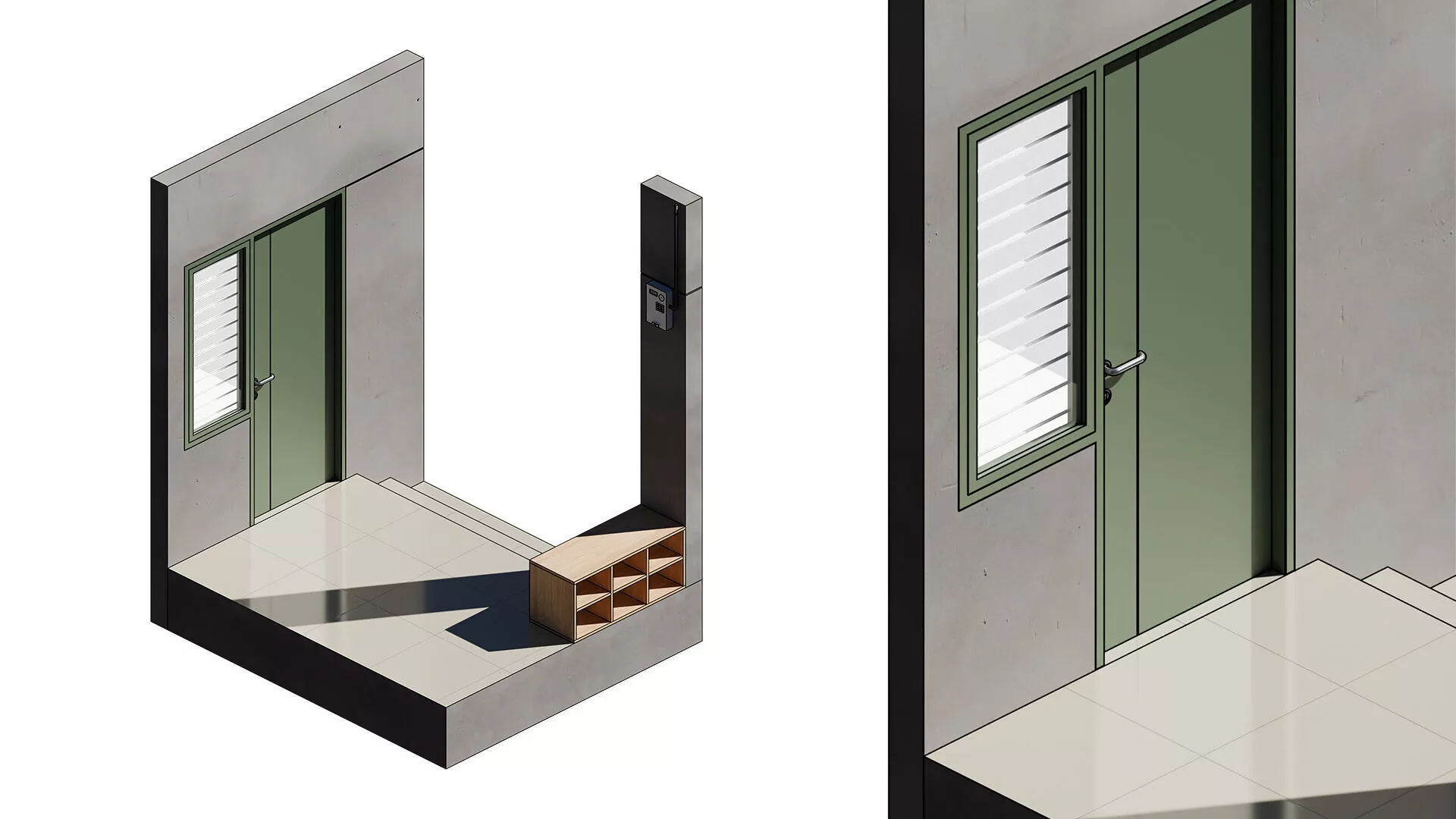Isomtric Porch Illustration 3D model