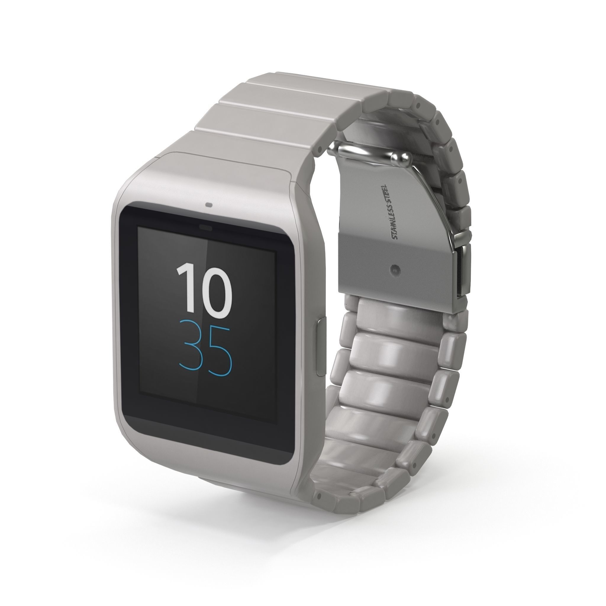 Sony Smart Watch 3 Silver Low-poly 3D model_3