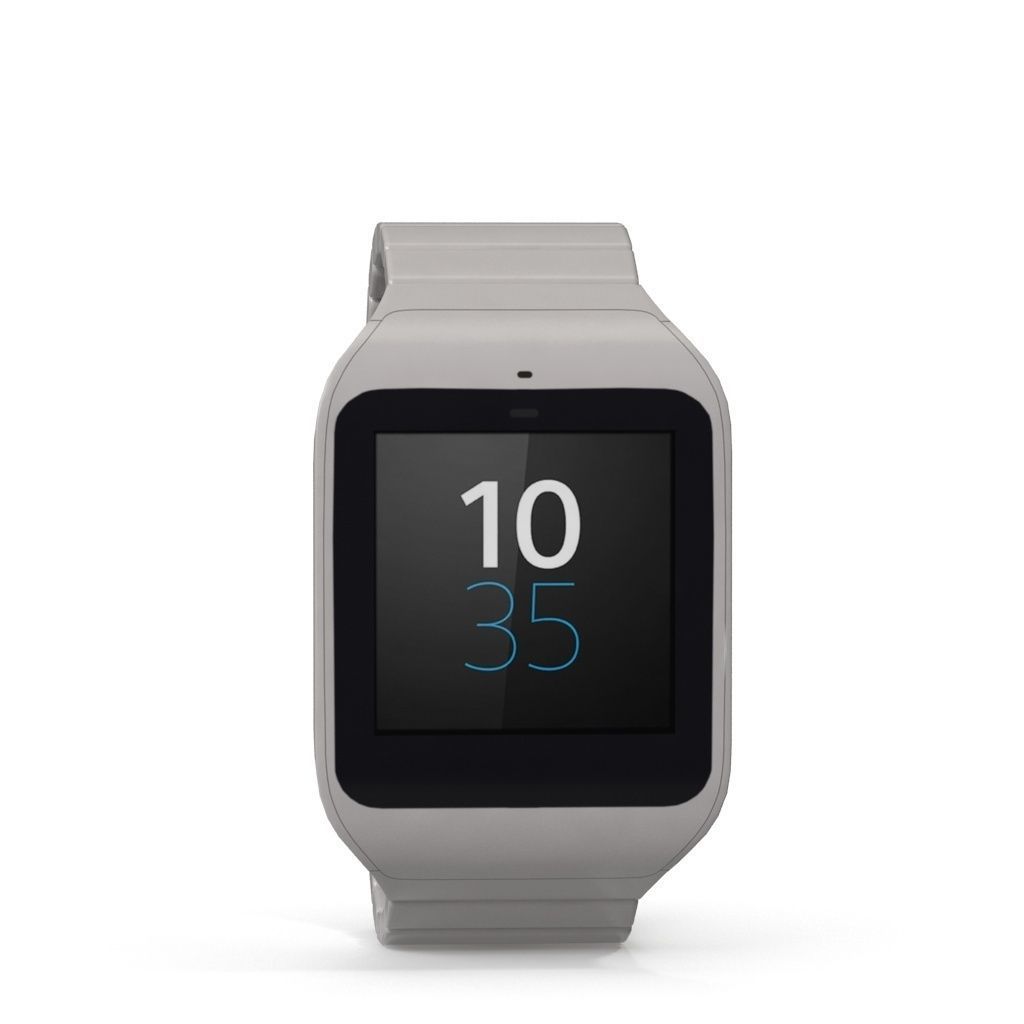 Sony Smart Watch 3 Silver Low-poly 3D model_1