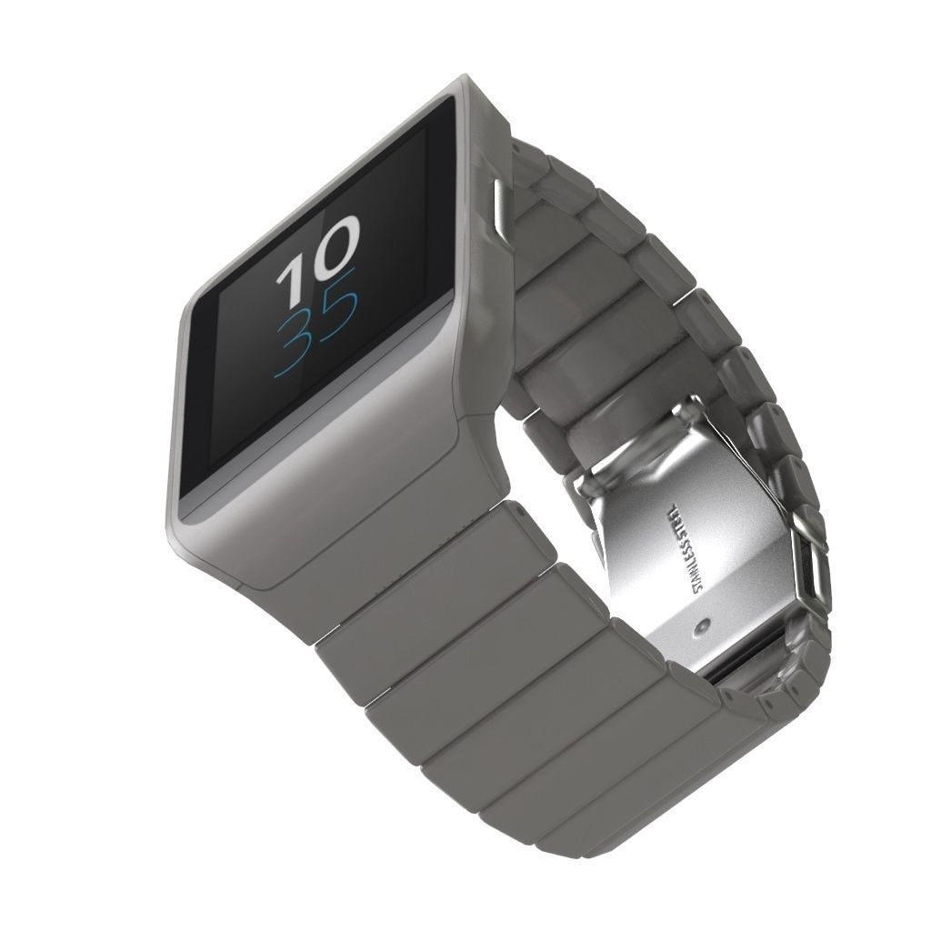 Sony Smart Watch 3 Silver Low-poly 3D model_4
