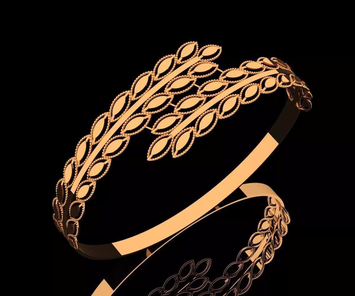 1553 Marquise Leaf Gold Bangle 11gm 3D print model