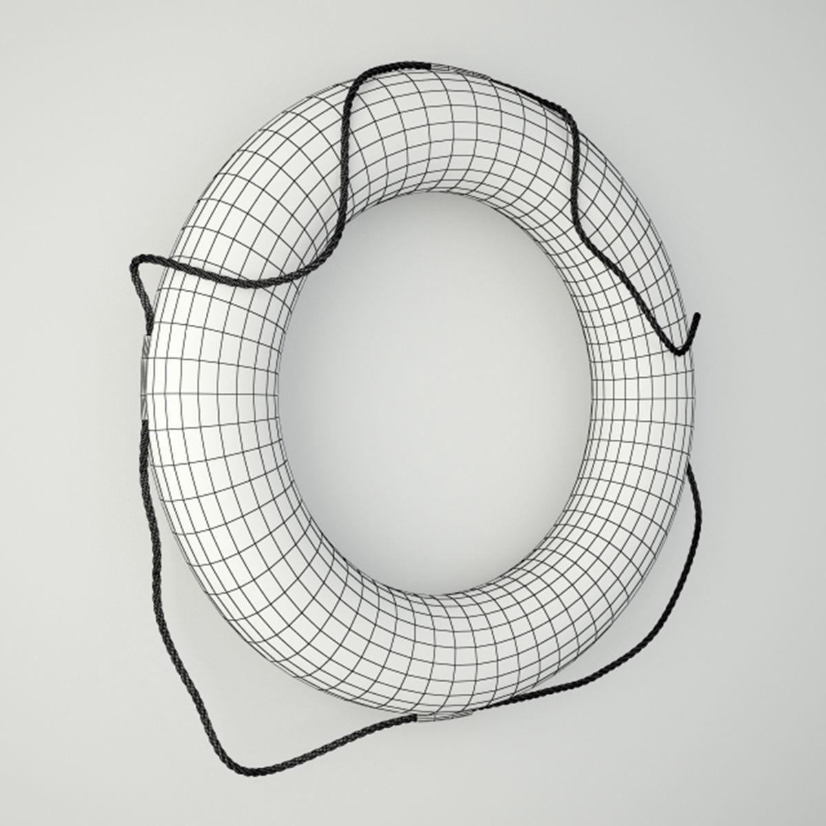 1950s Red White Nautical Life Preserver 3D model_3