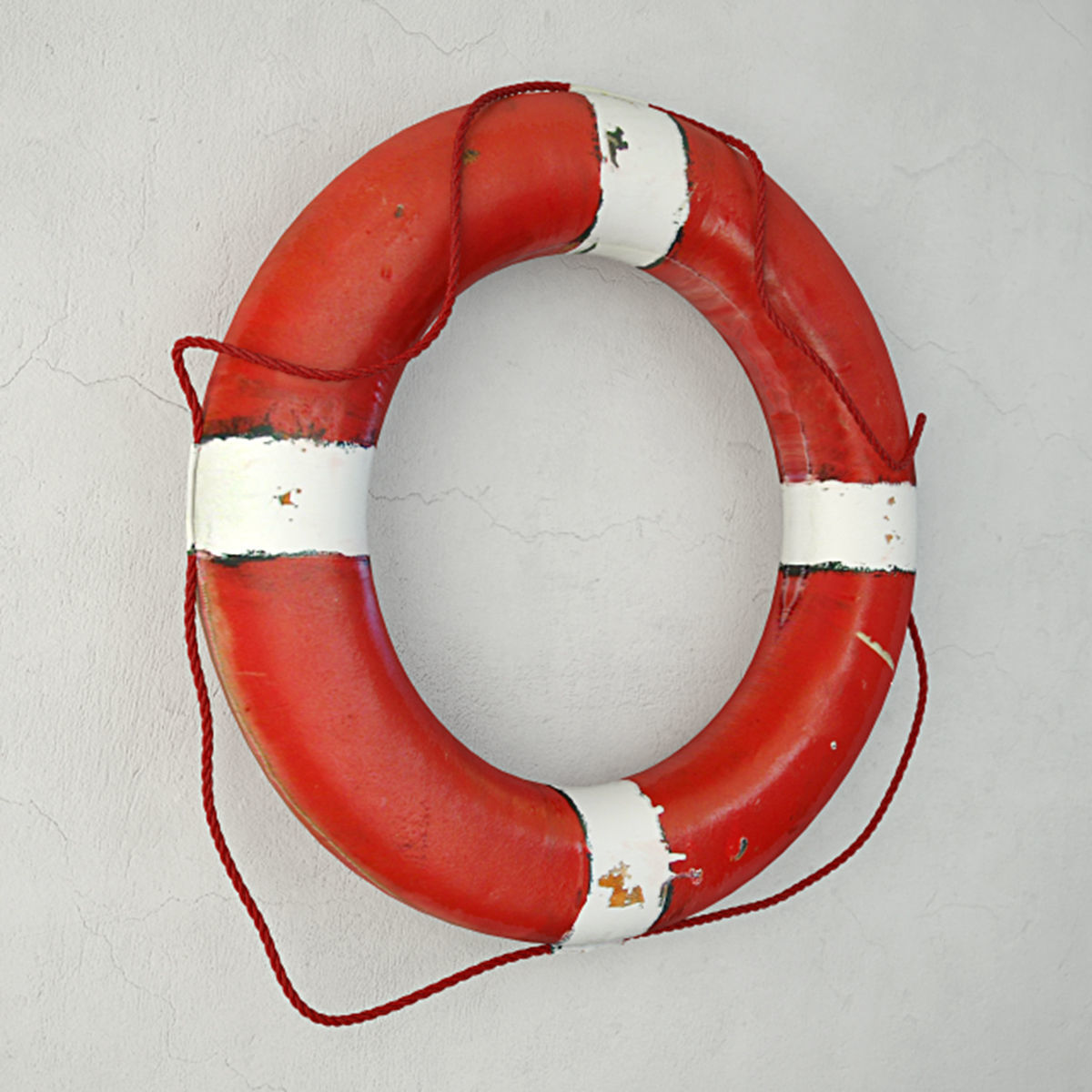 1950s Red White Nautical Life Preserver 3D model_2