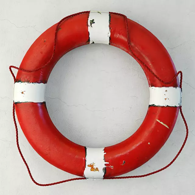 1950s Red White Nautical Life Preserver 3D model_0