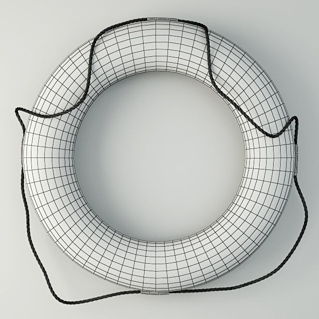 1950s Red White Nautical Life Preserver 3D model_1