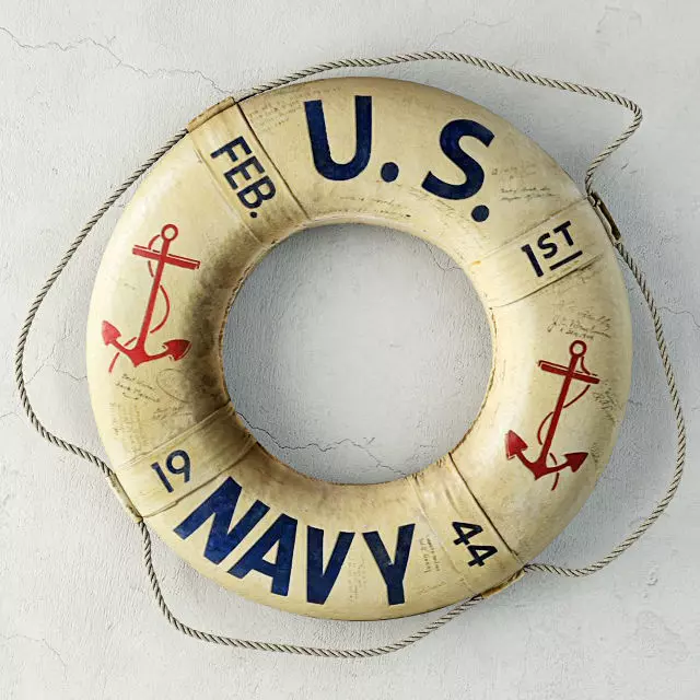 WW2 Original 1944 US Navy Life Ring 3D model_0