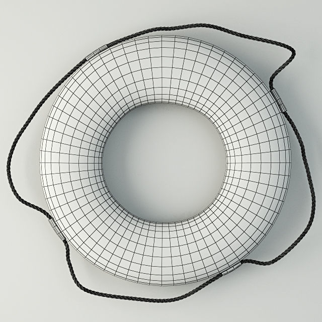 WW2 Original 1944 US Navy Life Ring 3D model_1