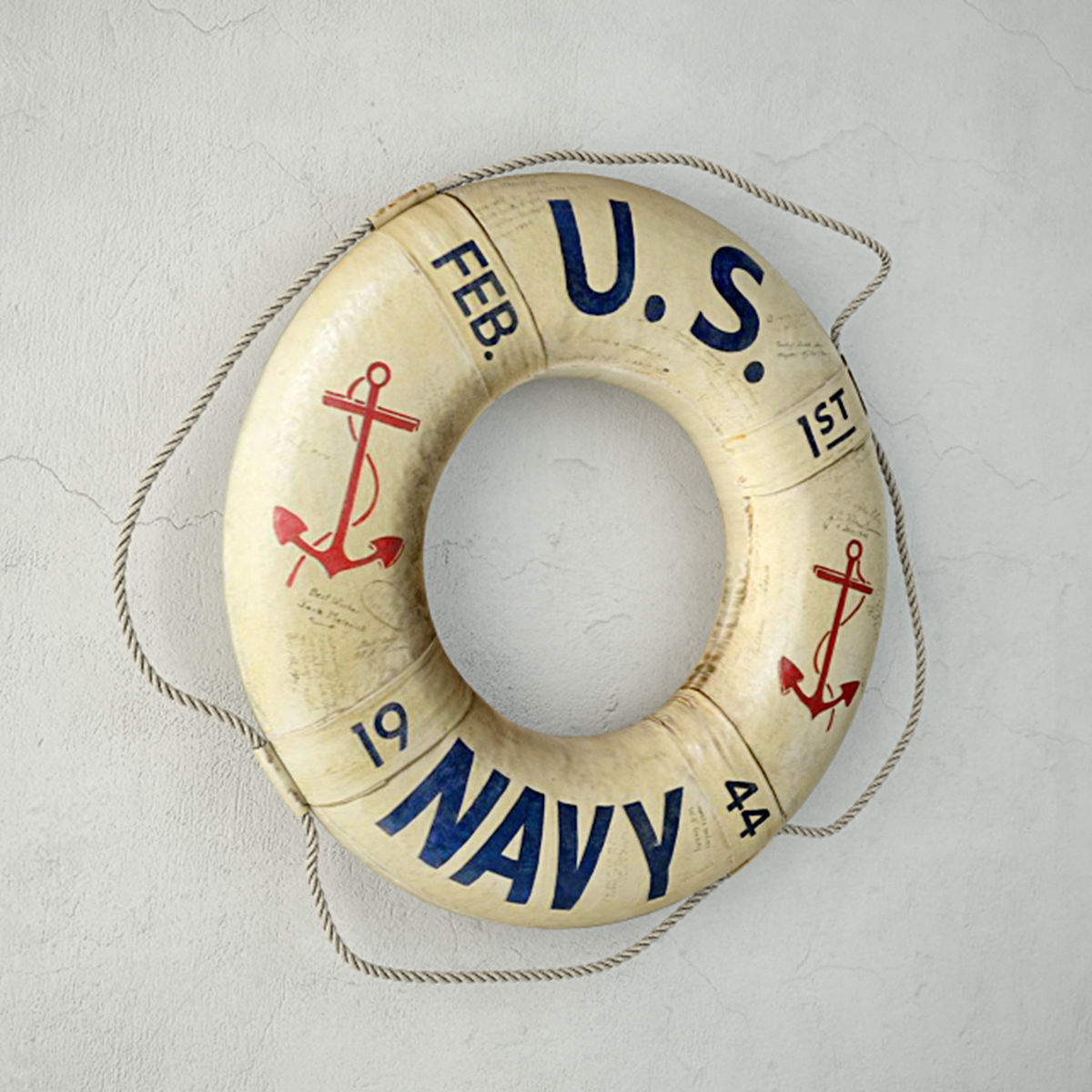 WW2 Original 1944 US Navy Life Ring 3D model_2