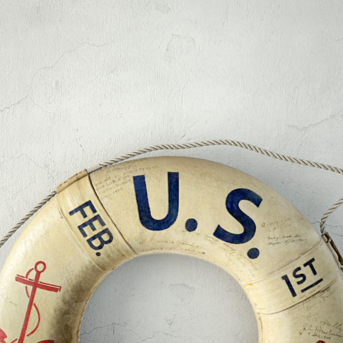 WW2 Original 1944 US Navy Life Ring 3D model_4