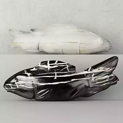 Hand-Carved Petrified Wood Koi 3D model