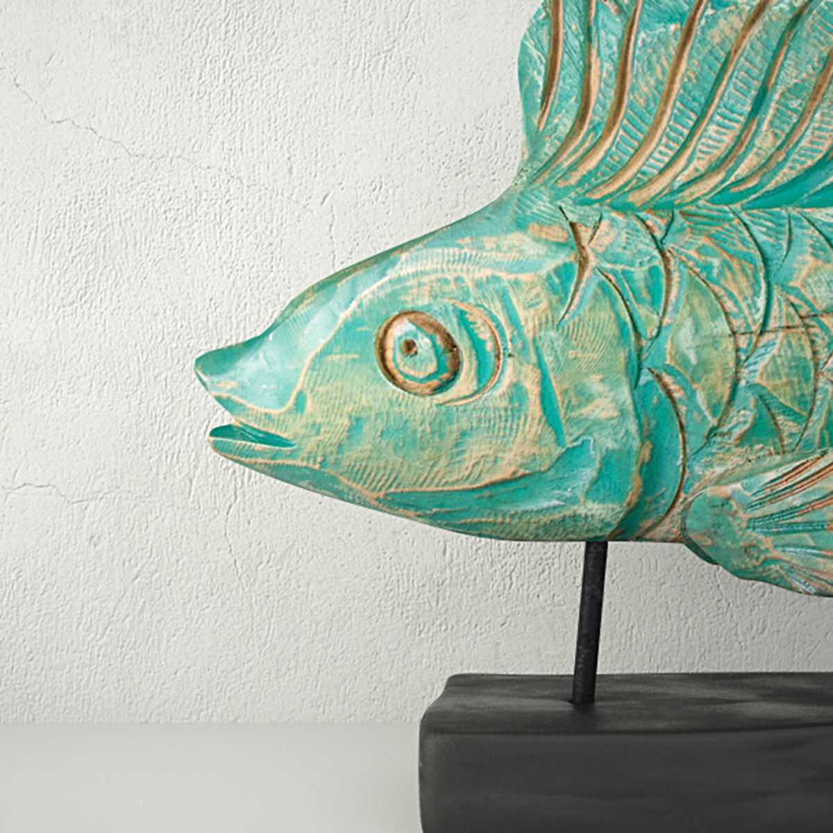 Hand-Carved Driftwood Fish On Stand 2 3D model_4