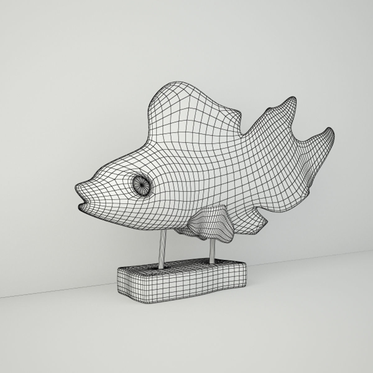 Hand-Carved Driftwood Fish On Stand 2 3D model_3